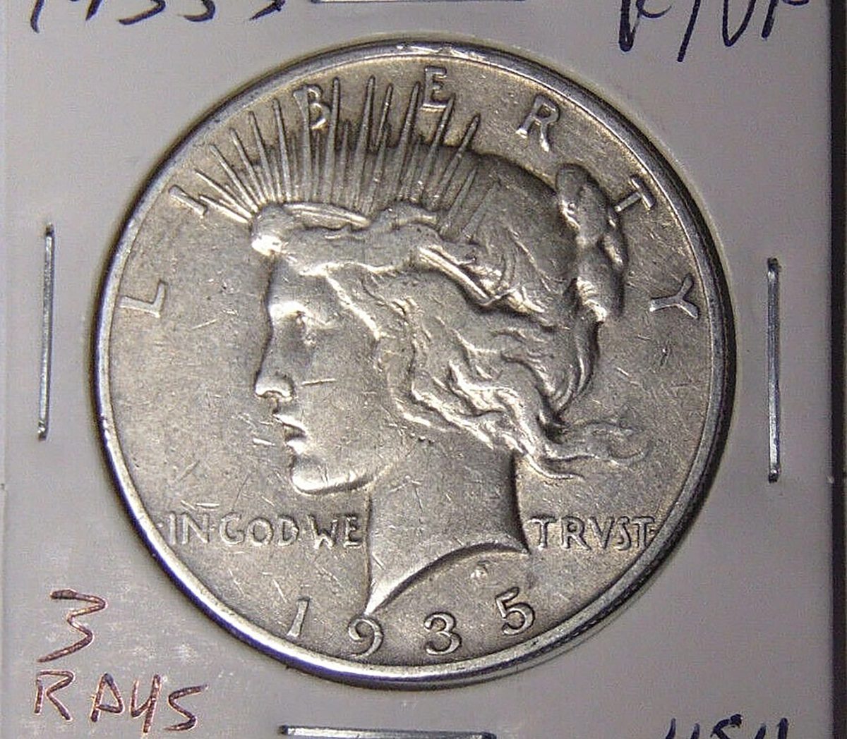 1935-S Peace, 3 Rays