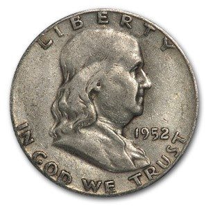 1952 S Ben Franklin Half Dollar